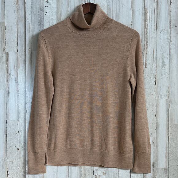 Gap 100 Merino Wool Turtleneck Medium Tan Brown Preppy Minimalist Quiet Luxury - Picture 1 of 10